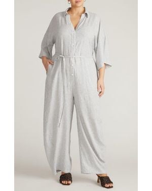 UNIVERSAL STANDARD Maggie Linen Blend Jumpsuit - White