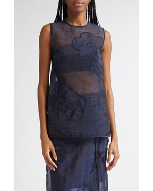 Cecilie Bahnsen Alba Floral Embroidered Top - Blue