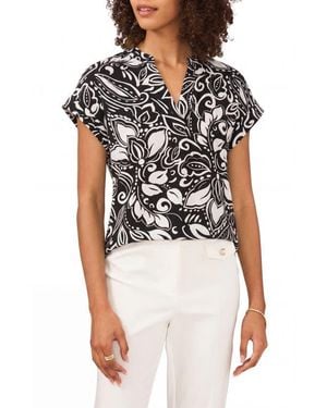 Chaus Split Neck Georgette Blouse - Black