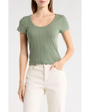 Marine Layer Lexi Pointelle Scoop Neck T-Shirt - Green