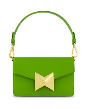 Mac Duggal Classic Leather Plated Hardware Shoulder Bag - Green