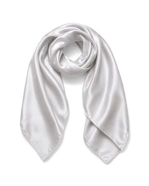 SILKSILKY Pure Silk Classic Elegant Square Scarf - White