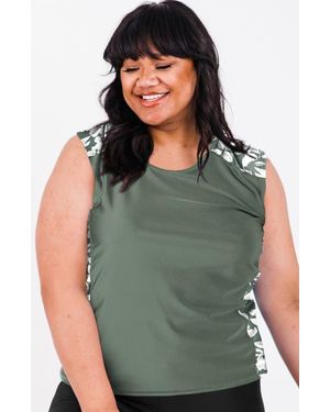 Calypsa Plus Size Loose Fit Maya Swim Top - Green