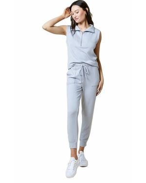 Softies Athleisure Puredream 1/4 Zip Sleeveless Jogger Lounge Set - Blue
