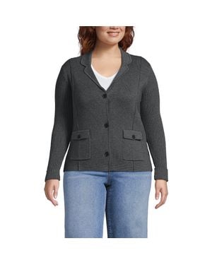 Lands' End Drifter Ribbed Collared Blazer Sweater - Black