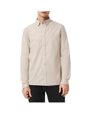 AllSaints Hawthorne Solid Stretch Cotton Button-Up Shirt - Natural