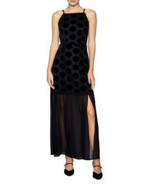 MELLODAY Lace Overlay Sleeveless Gown - Black