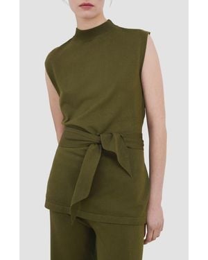 Mango Belted Sleeveless Top - Green