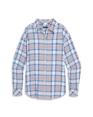 Vineyard Vines Birdie Relaxed Fit Cotton Blend Flannel Button-Up Shirt - Blue