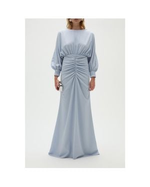 Amsale Pebble Crepe Gathered Gown - Blue