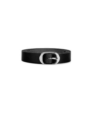 EZRA ARTHUR Oval Buckle Leather Belt 18Mm - Black