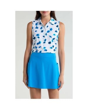 G/FORE Drop Floral Performance Sleeveless Polo - Blue