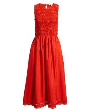 Madewell The Embroidered Melody Smocked Midi Dress