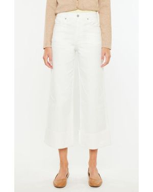 Official Kancan USA Sammie High Rise 90's Cropped Wide Leg Jeans - White