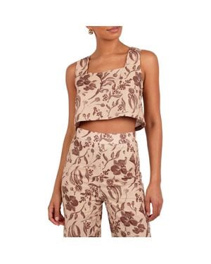 Petal & Pup Irina Cotton & Linen Crop Tank - Brown