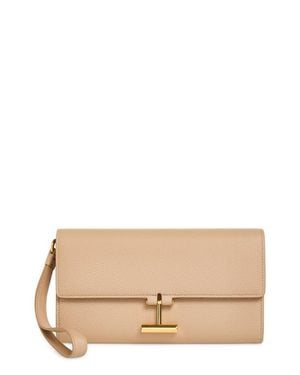 Tom Ford Tara Leather Wristlet - Natural