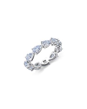 Crislu Pear Cut Horizontal Eternity Band Ring - Blue