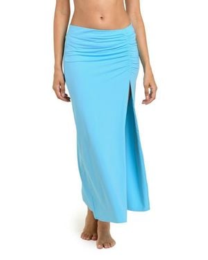 La Blanca Island Goddess Side Slit Cover-Up Skirt - Blue