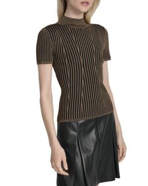DKNY Mock Neck Knit Top - Black