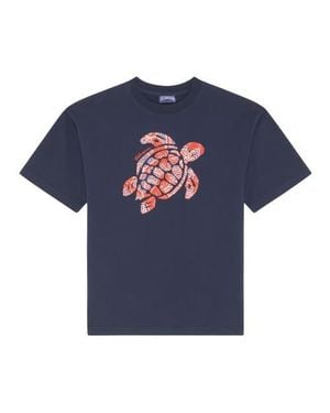 Vilebrequin Boys Organic Cotton Oversize T-Shirt Turtle - Blue