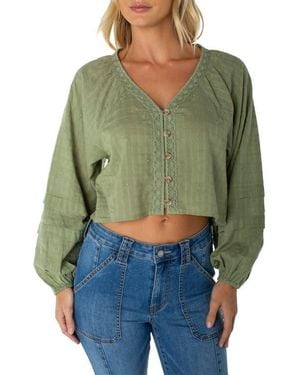 Roxy Monterey Eyelet Cotton Top - Green