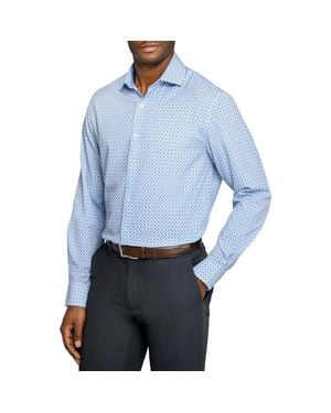 W.r.k. Regular Fit Geometric Print Performance Dress Shirt - Blue