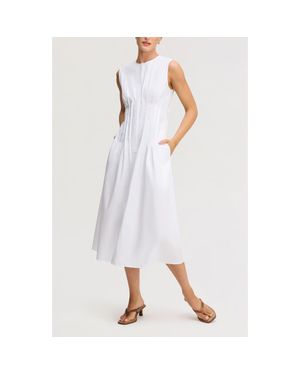 Sam Edelman Pleated Waist Sleeveless Midi Dress - White