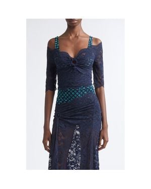 Rabanne Trompe L'Oeil Lace Top - Blue