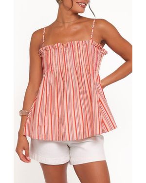 Petal & Pup Carson Stripe Pintuck Pleat Cotton Camisole - Pink