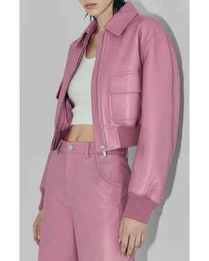 AS by DF Florence Upcycled Leather Bomber Jacket - Pink