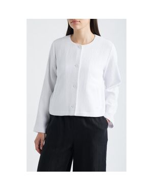 Eileen Fisher Organic Cotton Gauze Jacket - White