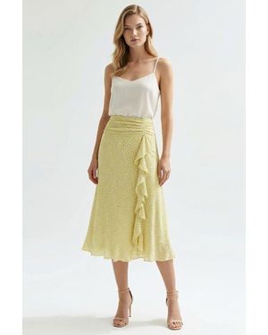 Exquise Filicia Elastic Waist Side Ruffle Midi Skirt - Yellow