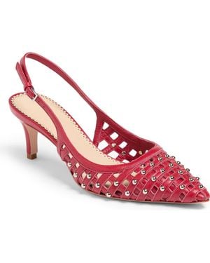 Cinq À Sept Rena Cage Studded Slingback Pointed Toe Pump - Red