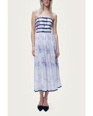 Nocturne Bow Detail Strapless Midi Dress - Blue