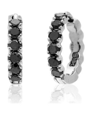 Sethi Couture Diamond Huggie Hoop Earrings - Black