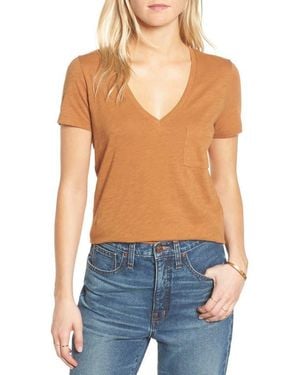 Madewell Whisper Cotton V-Neck Pocket Tee - Blue