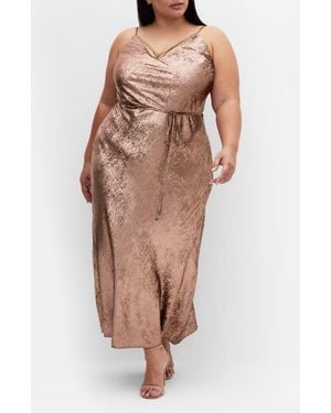 City Chic Mariam Metallic Midi Dress - Natural