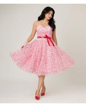 Unique Vintage Tulle Sweetheart Cupcake Swing Dress - Pink