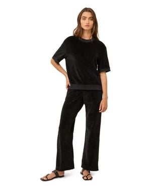 Pact Organic Cotton Pure Velour Wide Leg Pant - Black