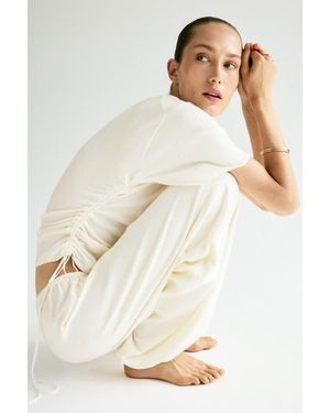 H&M Fine-Knit Drawstring-Detail Top - Natural
