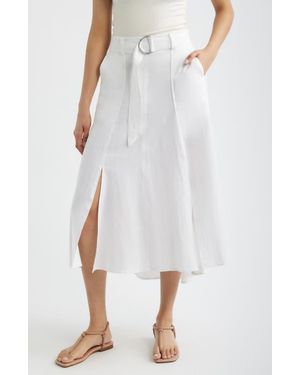 City Blues Belted Double Slit Midi Skirt - White