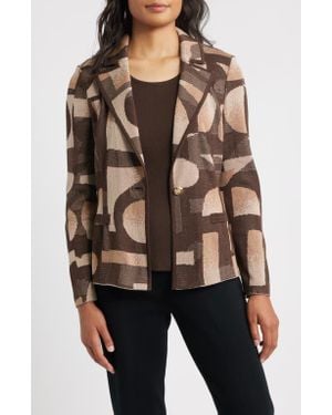 Ming Wang Geometric Jacquard Knit Blazer - Black