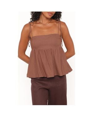 Petal & Pup Zephyra Tie Strap Babydoll Camisole - Brown