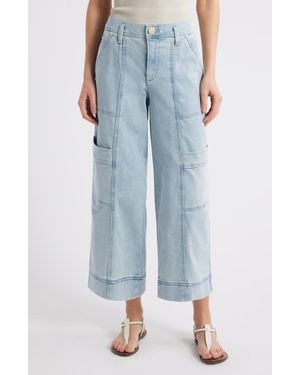 Wit & Wisdom Skyrise Crop Wide Leg Utility Jeans - Blue