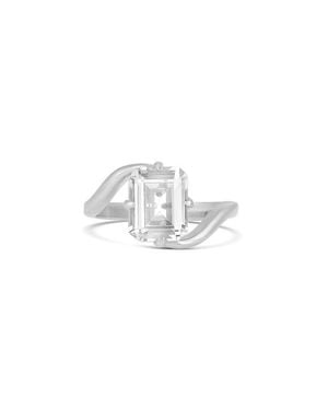 SHYMI Floating Emerald Cut Cubic Zirconia Cocktail Ring - White