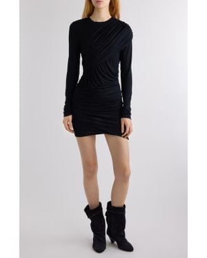 Isabel Marant Denise Shirred Long Sleeve Body-Con Minidress - Black