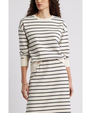 Caslon Stripe Pullover Sweatshirt - Gray