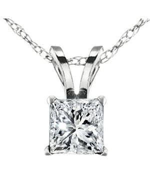 Bliss Diamond 2 1/2Ct Princess Cut Diamond Certified Solitaire Necklace Lab Grown 14K - White