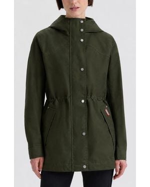 HUNTER Adela Water Repellent Cotton Canvas Hooded Jacket - Green