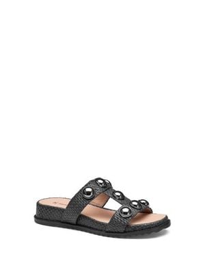 Johnston & Murphy Chandler Embellished Wedge Slide Sandal - Black